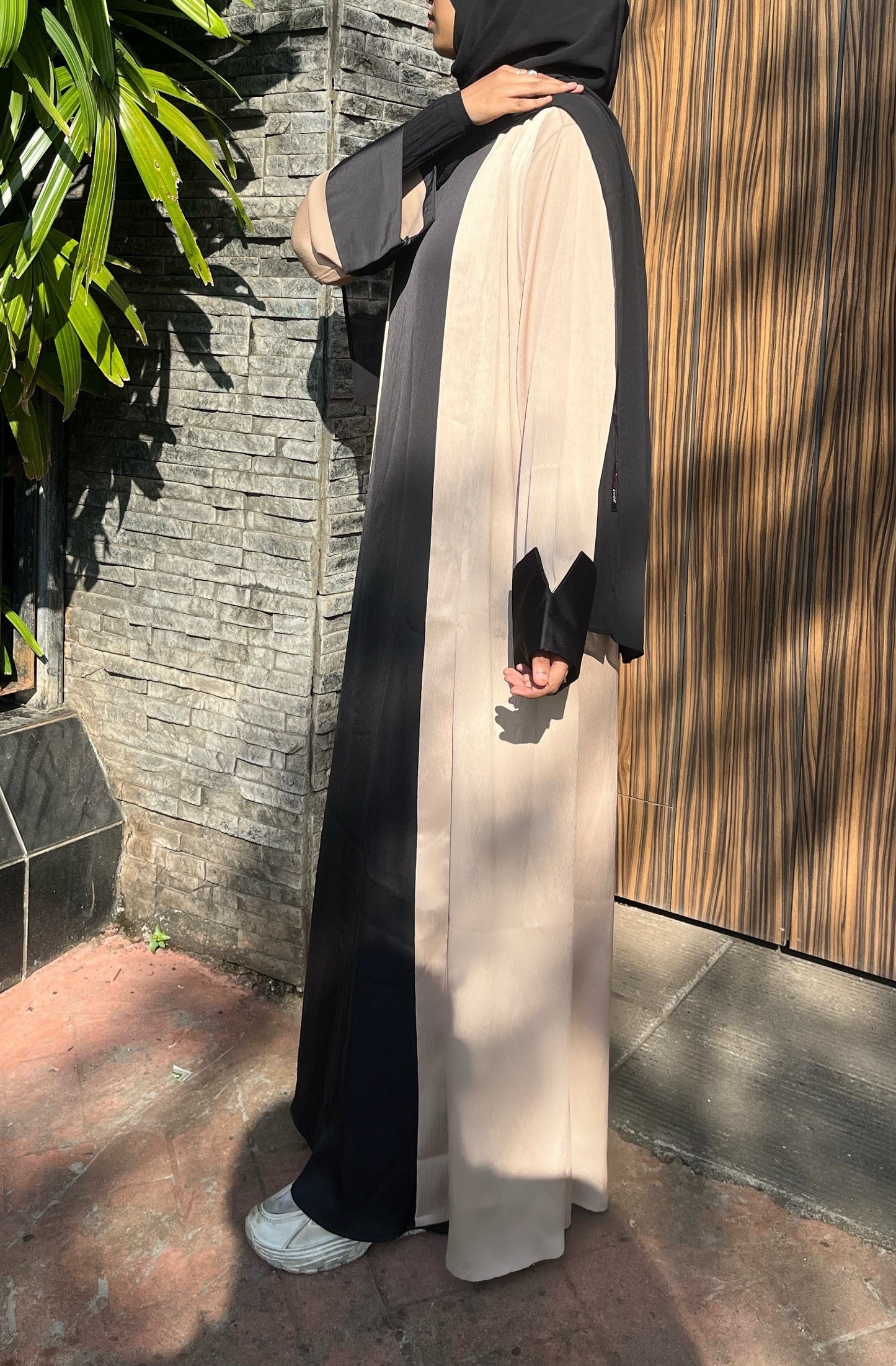 Haya Two Piece Abaya -Beige & Black