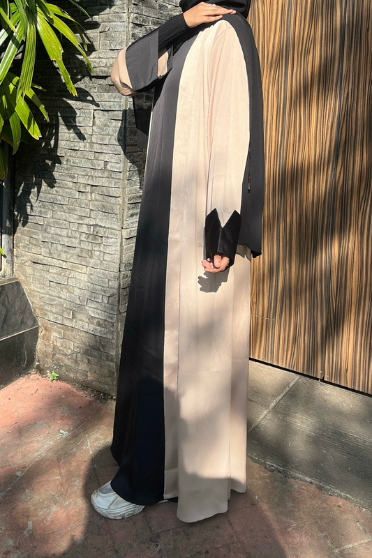 Haya Two Piece Abaya -Beige & Black