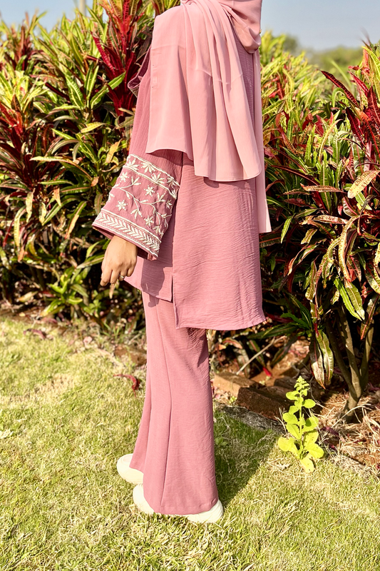 Barakah Embroidered Co-ord Set - Mauve