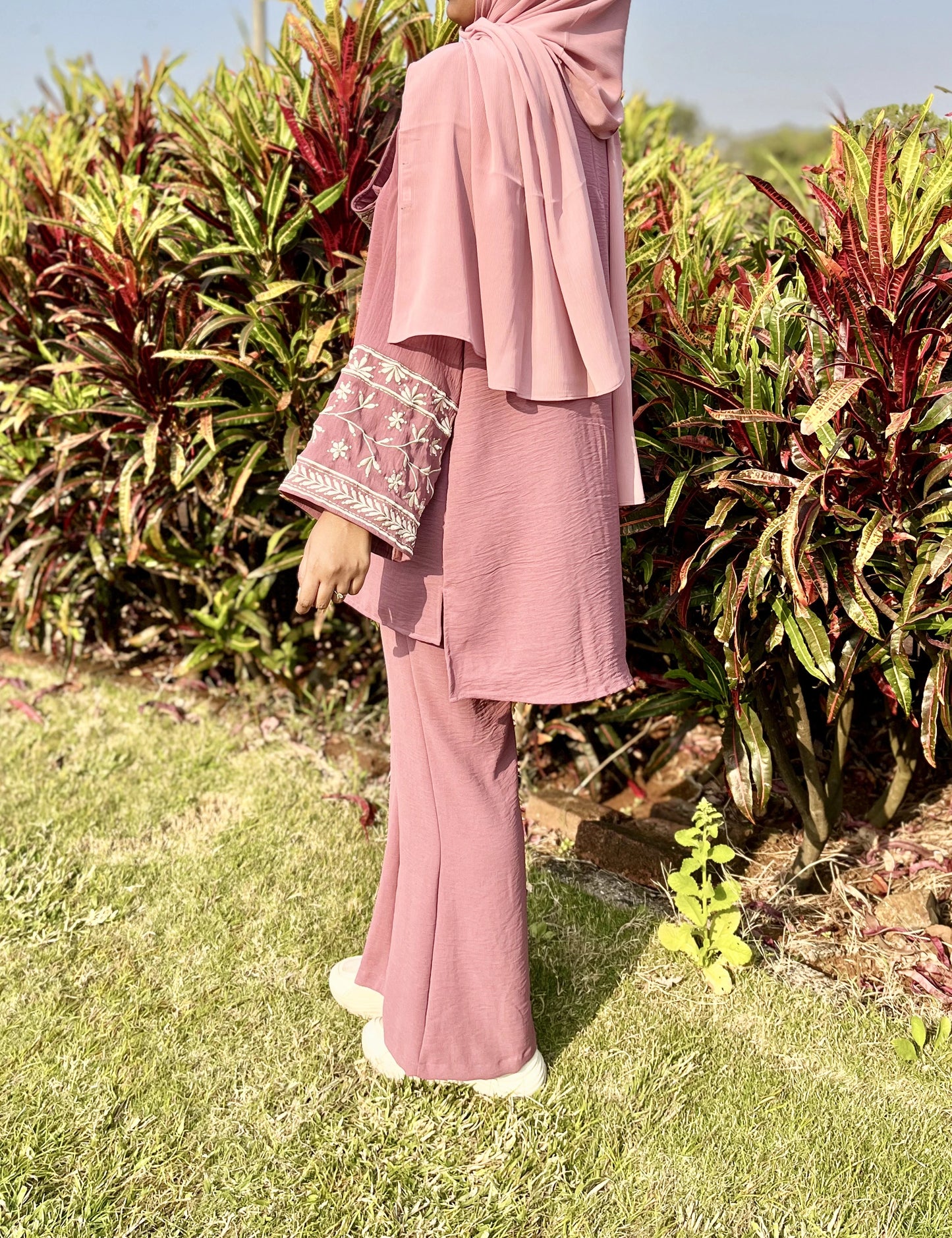 Barakh Embroidered Co-ord Set - Mauve