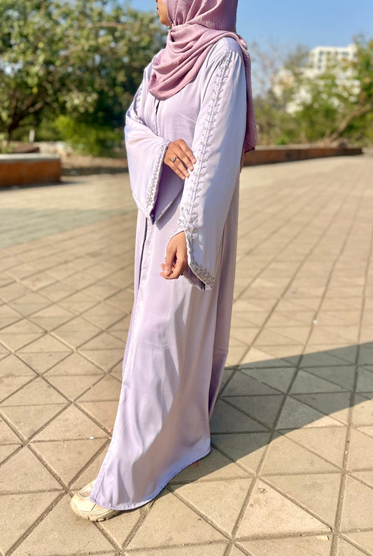 Haleema Embroidery Abaya - Powder Blue