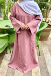 Amirah Linen Tie-up Abaya - Mauve