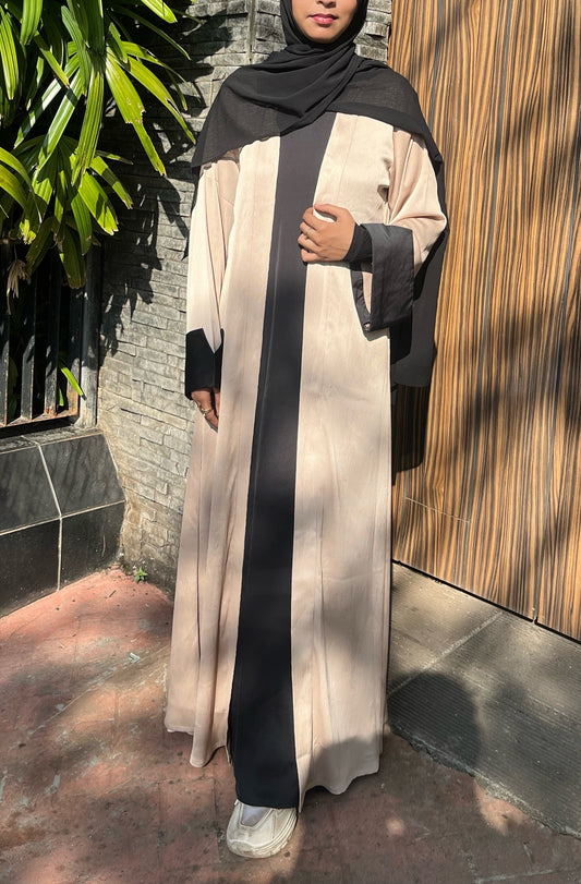 Haya Two Piece Abaya -Beige & Black