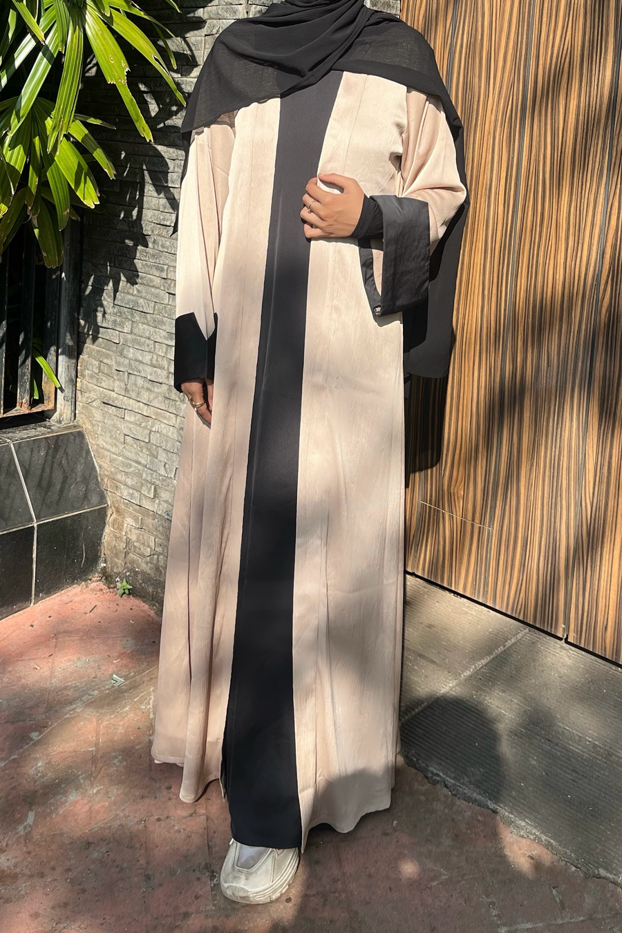 Haya Two Piece Abaya -Beige & Black