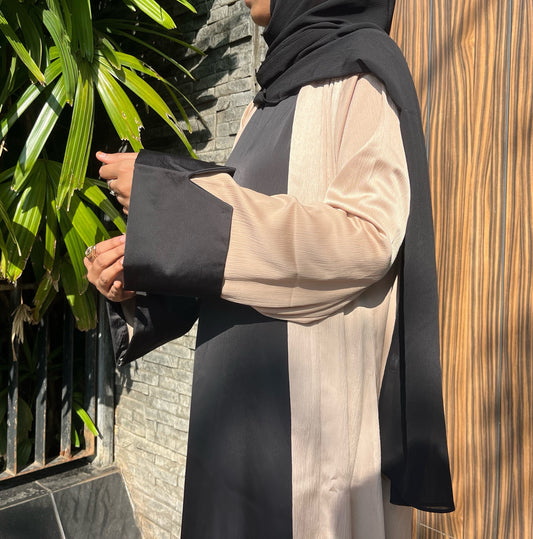 Haya Two Piece Abaya -Beige & Black