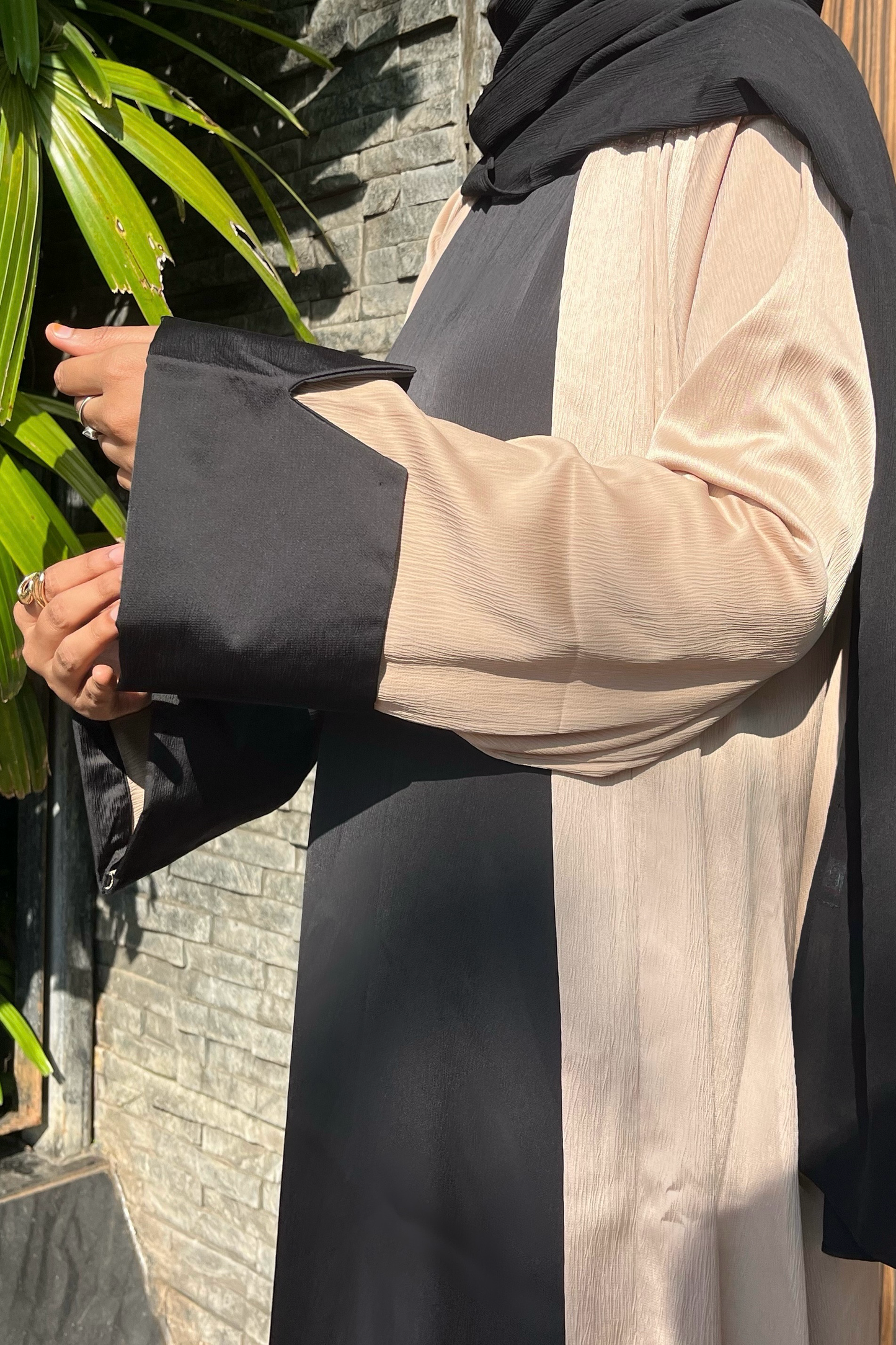 Haya Two Piece Abaya -Beige & Black