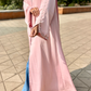 Haleema Embroidery Abaya - Baby Pink