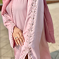Haleema Embroidery Abaya - Baby Pink