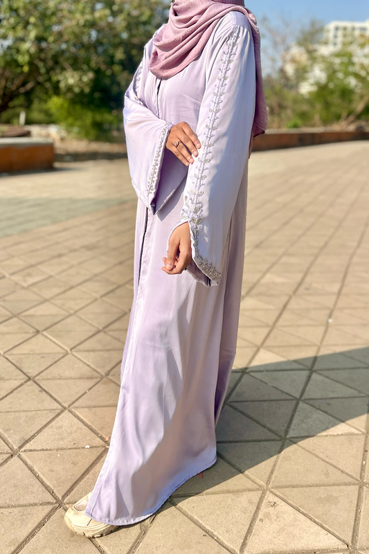 Haleema Embroidery Abaya - Powder Blue