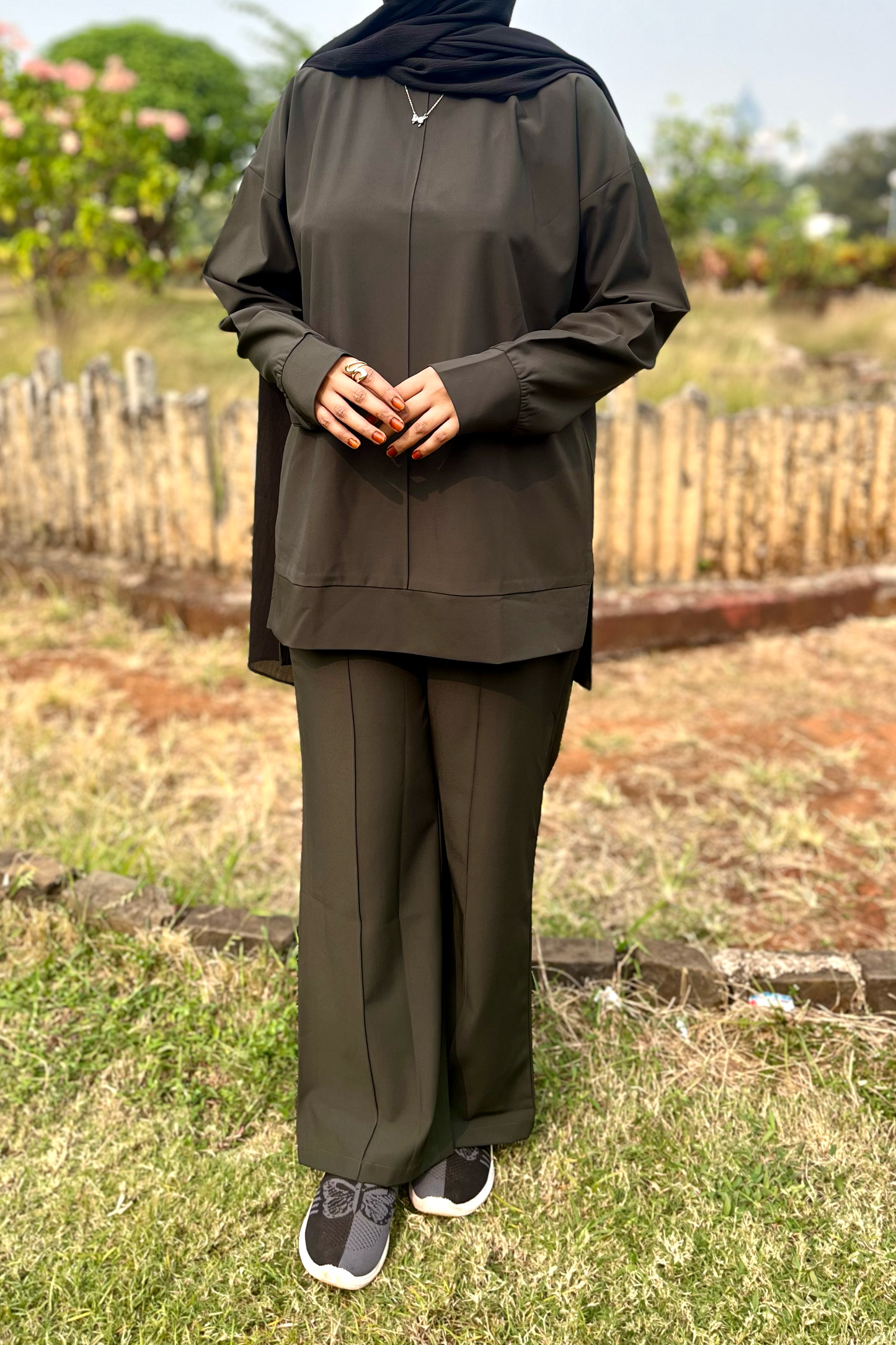 Noor Co-ord Set - Dark Green