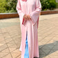 Haleema Embroidery Abaya - Baby Pink