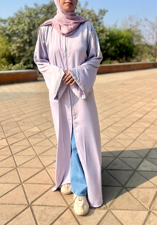 Haleema Embroidery Abaya - Powder Blue