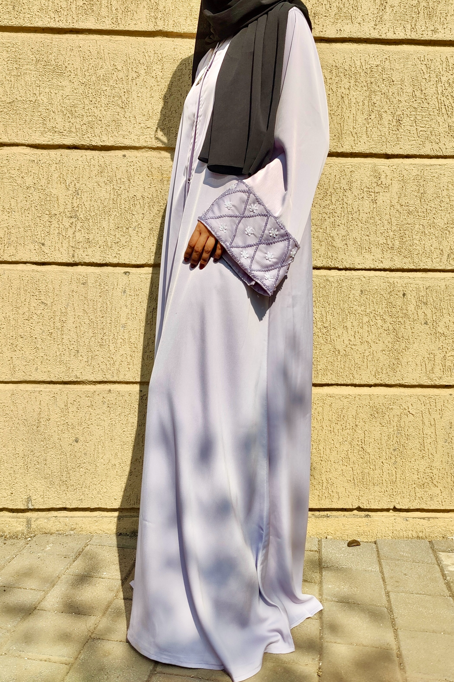 Zohra Embroidery Abaya - Pearl Blue