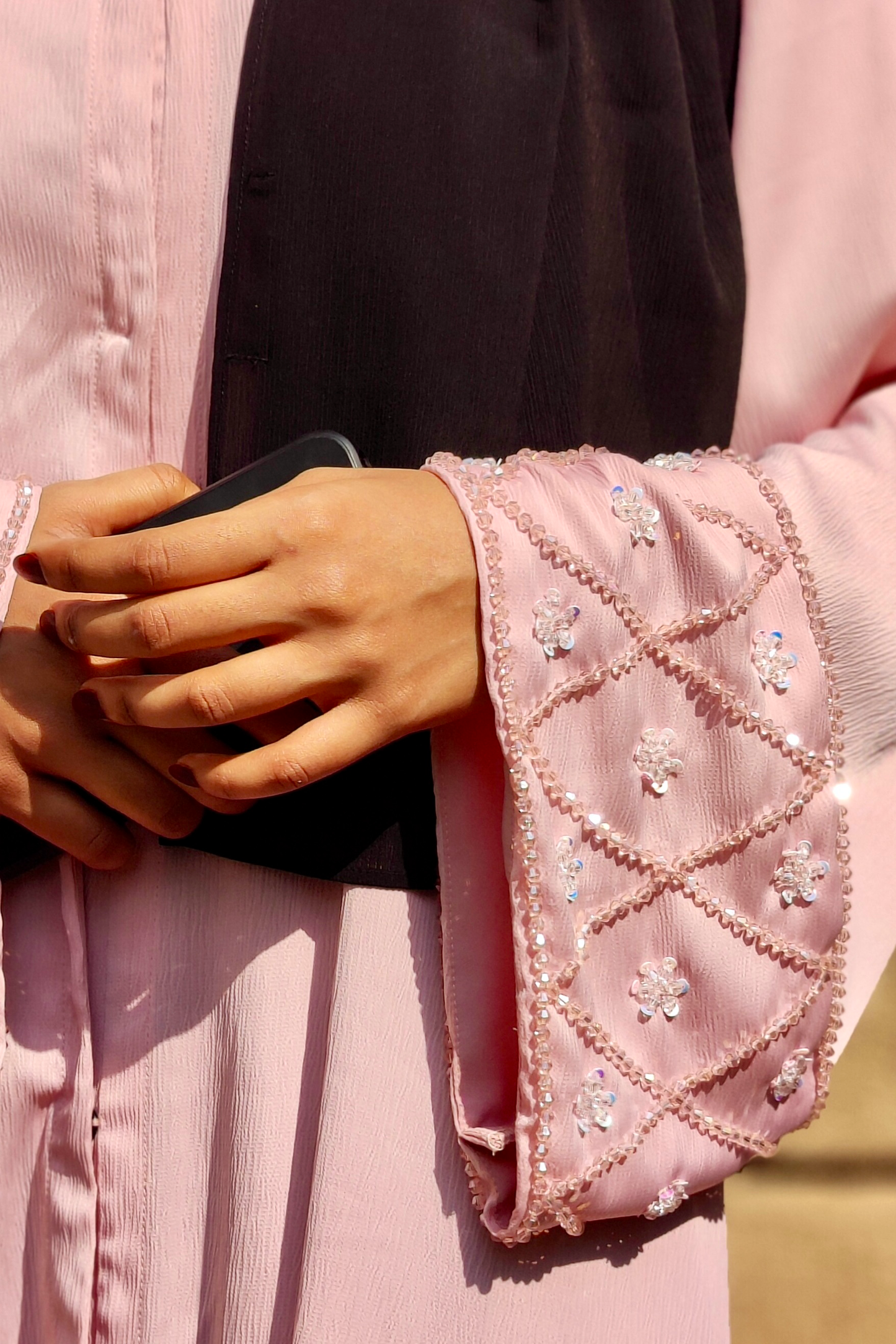 Zohra Embroidery Abaya - Blush Pink