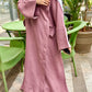 Amirah Linen Tie-up Abaya - Mauve