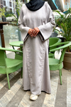 Amirah Linen Tie-up Abaya - Foam